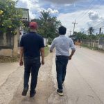 ลงพื้นที่ดูการดำเนินงาน  โครงการก่อสร้างท่อระบายน้ำ หน้าบ้าน นางเรณู หวังผล เชื่อมต่อไปยังบ้านนกออกหมู่ 6